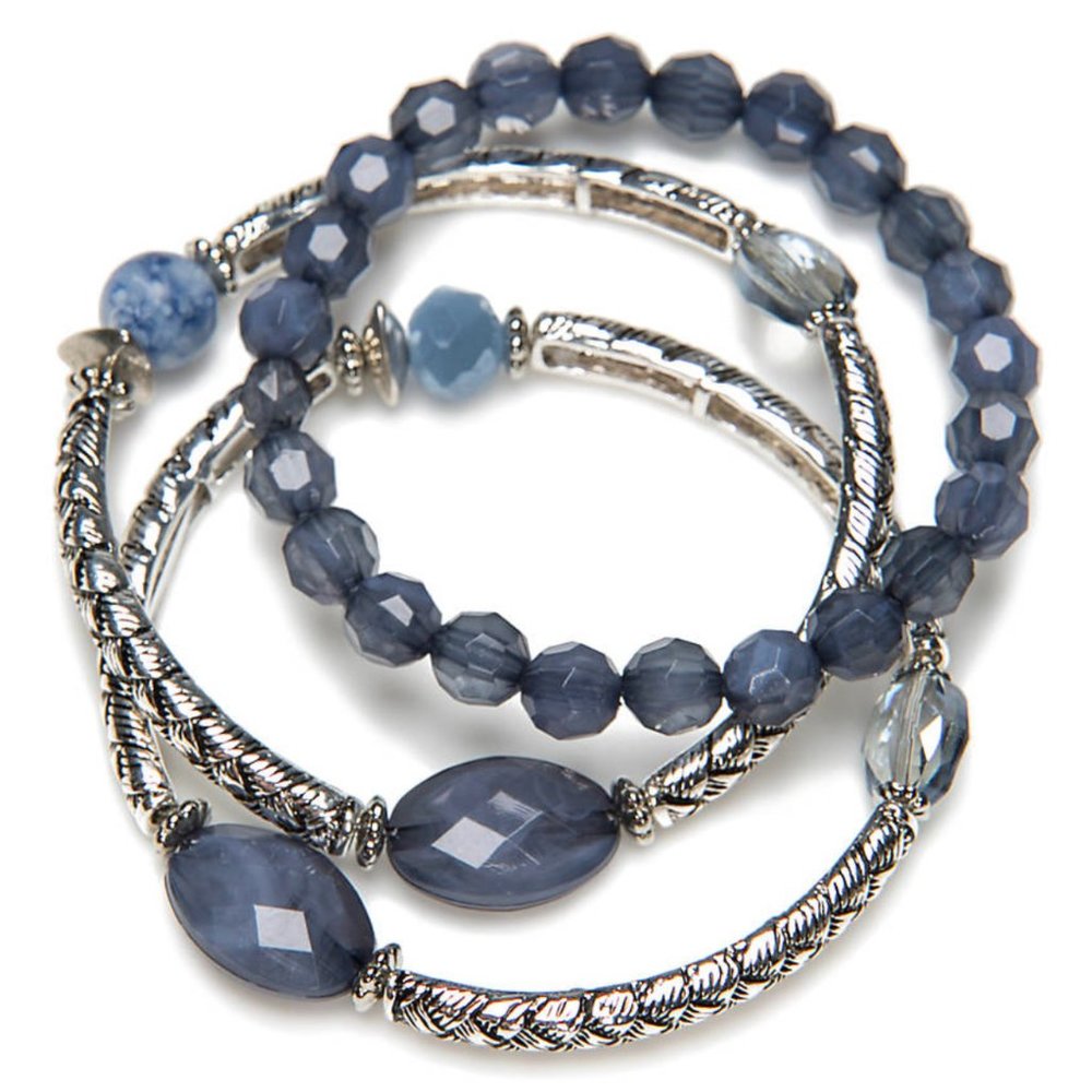 Silver-Tone 3 Row Stretch Bracelet
